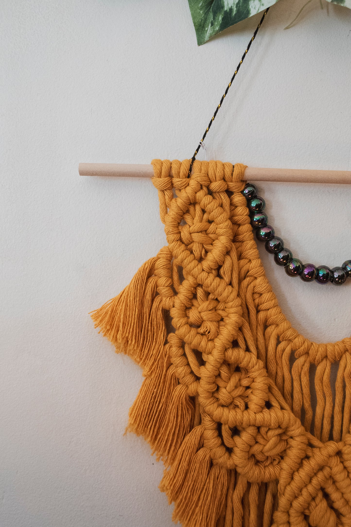 Macrame Mustard Beaded Wall Hanging