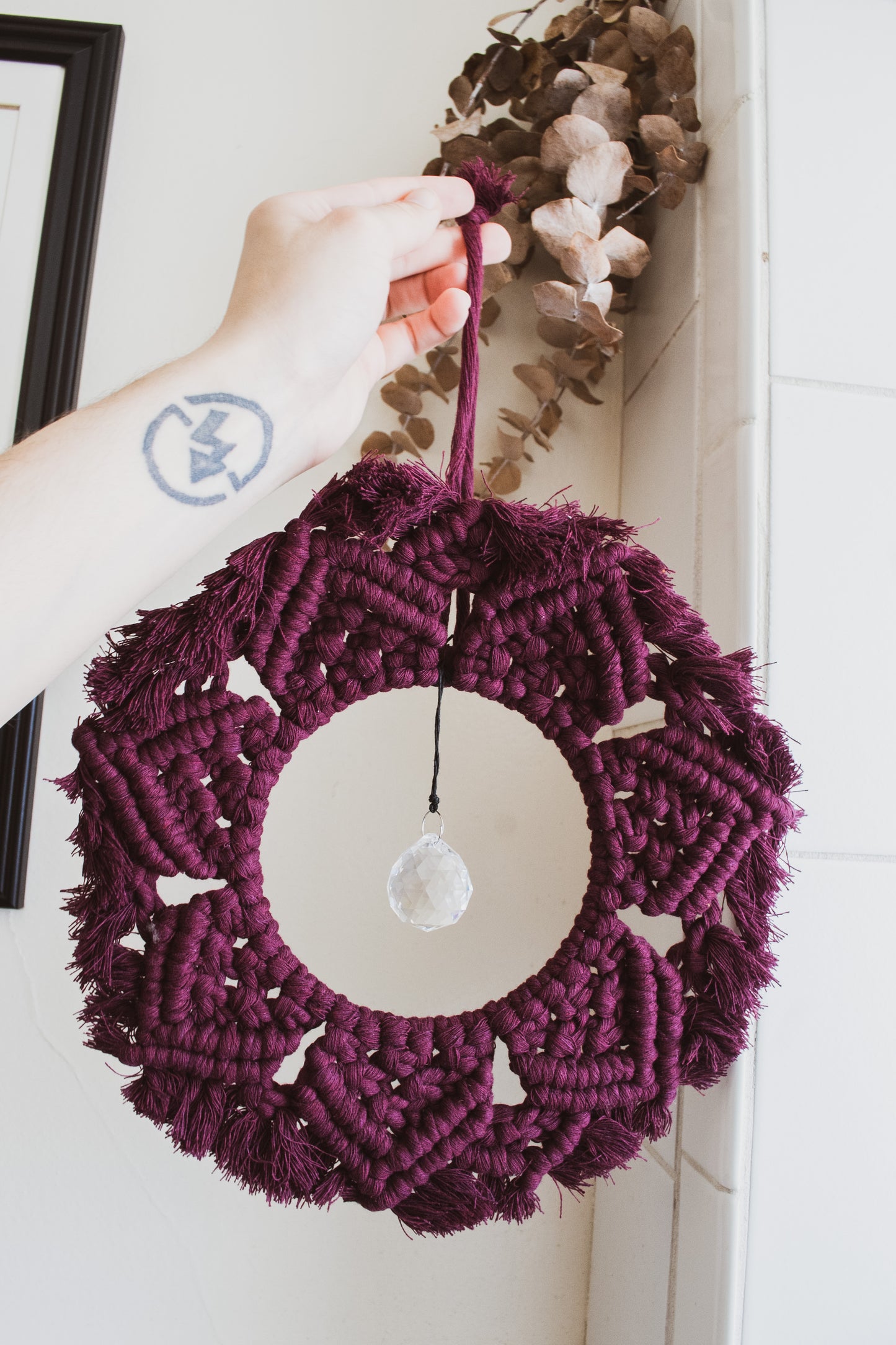 Macrame Mandala Suncatcher Hoop