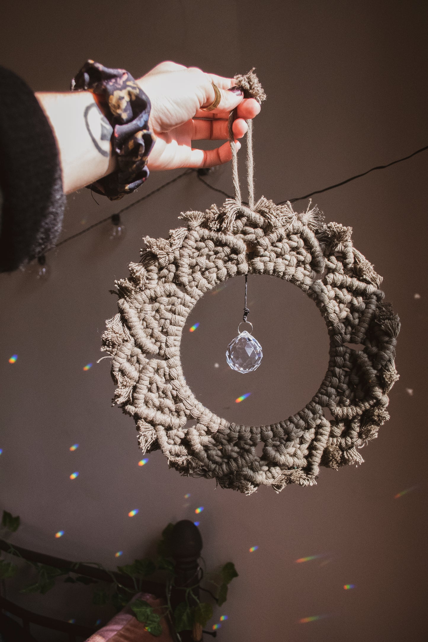 Macrame Mandala Suncatcher Hoop